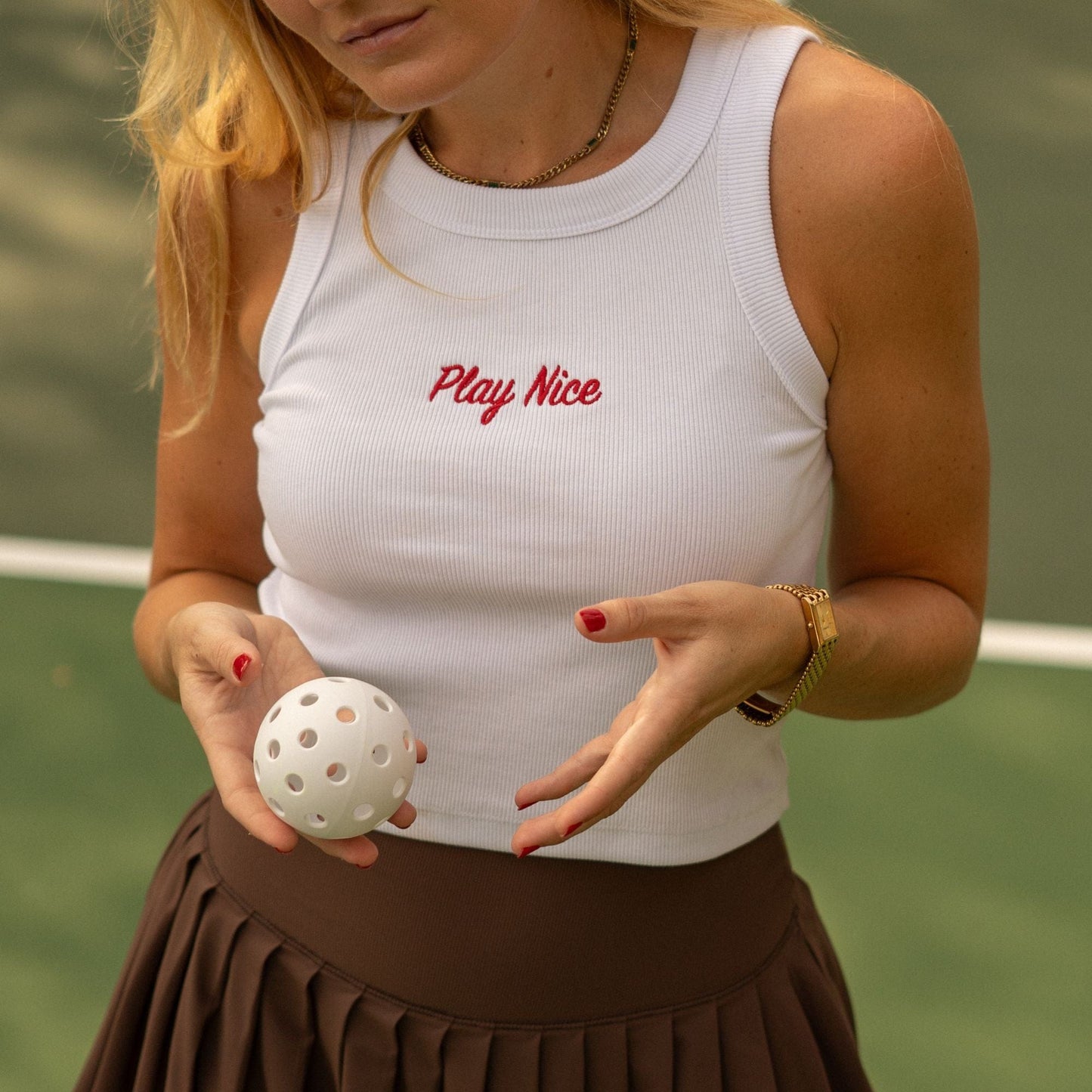Recess Pickleball Bra Play Nice Ribbed Crop Tank