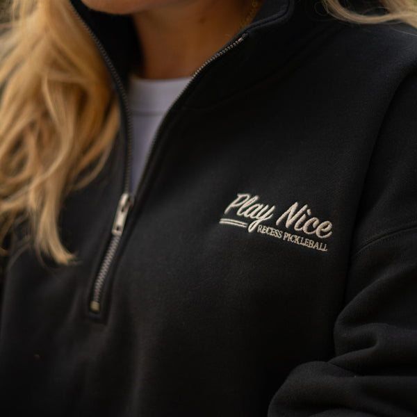 Recess Pickleball Crewneck Play Nice Oversized Quarter Zip