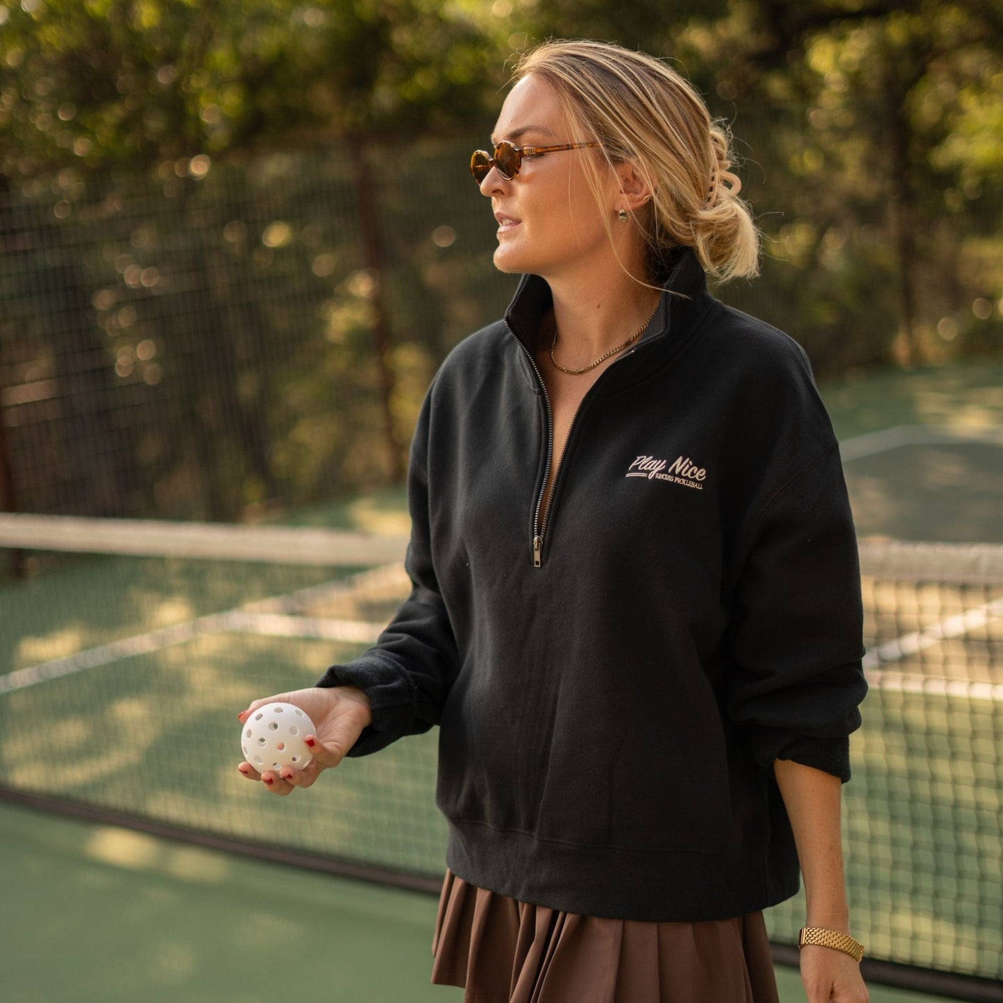 Recess Pickleball Crewneck Play Nice Oversized Quarter Zip