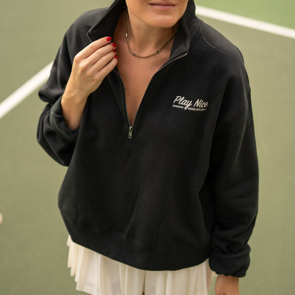 Recess Pickleball Crewneck Play Nice Oversized Quarter Zip