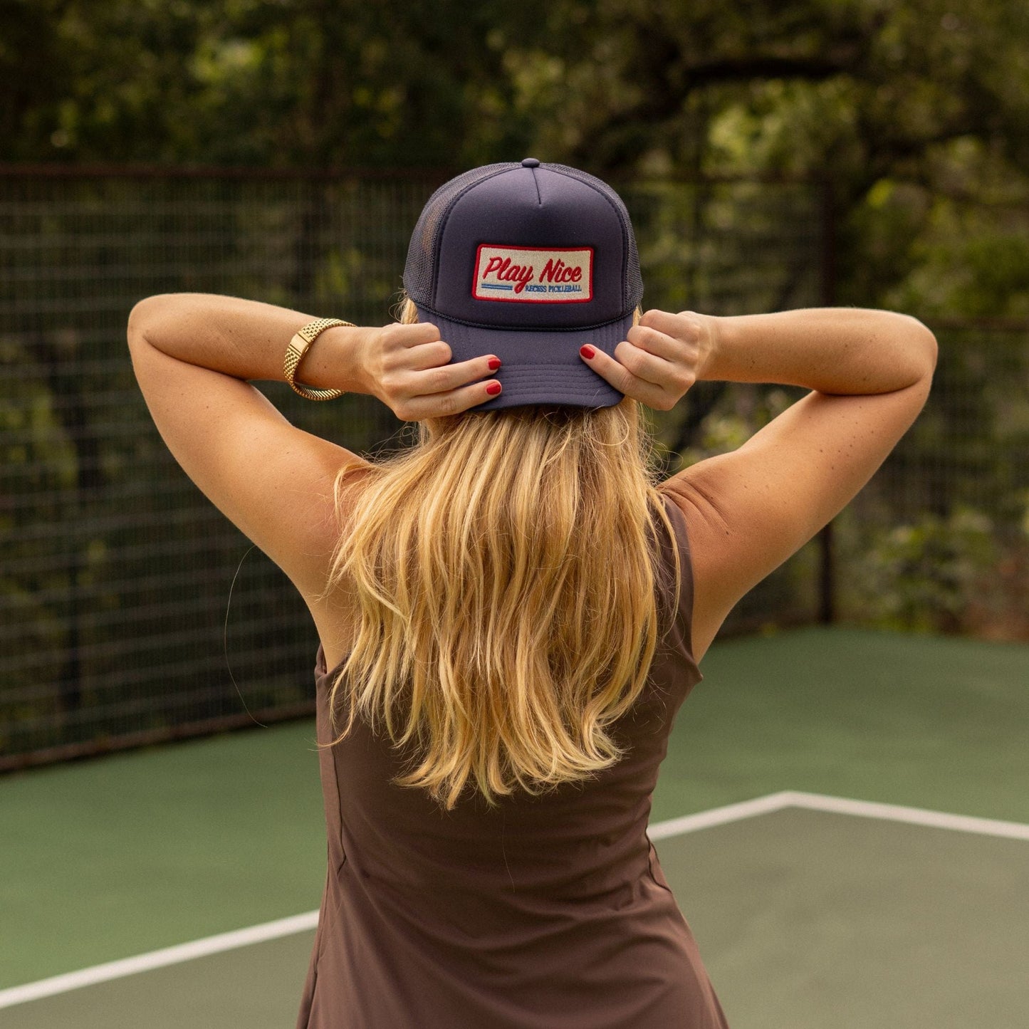 Recess Pickleball Hats Play Nice Trucker Hat · Navy
