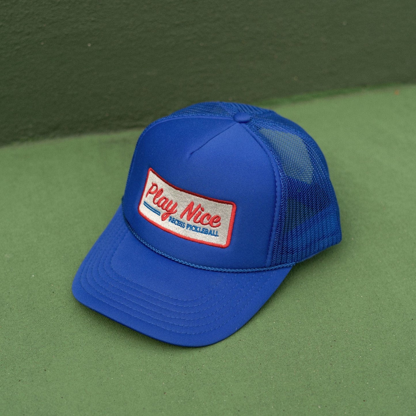 Recess Pickleball Hats Play Nice Trucker Hat · Royal Blue