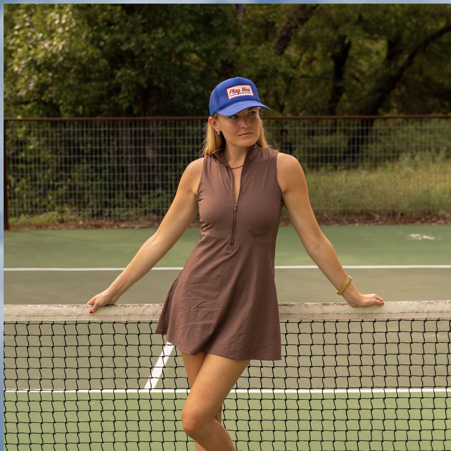 Recess Pickleball Hats Play Nice Trucker Hat · Royal Blue