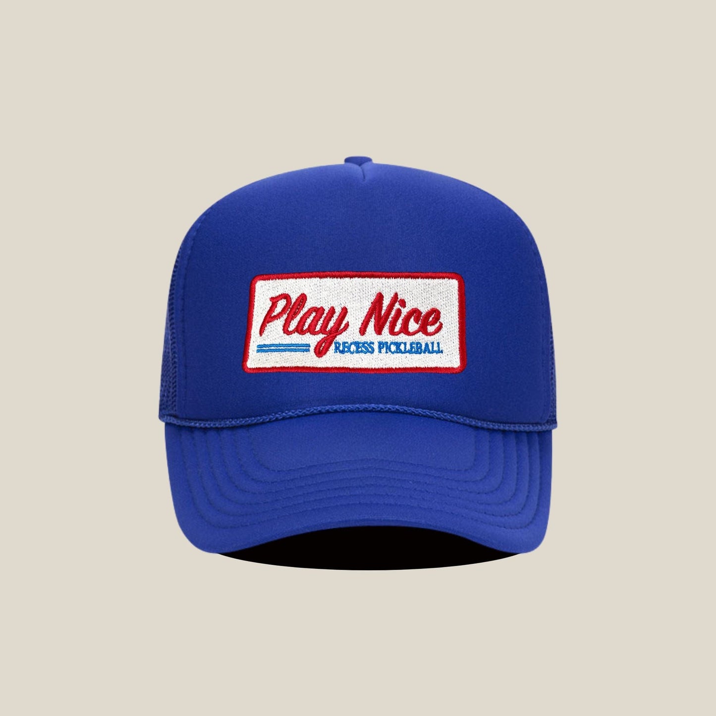 Recess Pickleball Hats Play Nice Trucker Hat · Royal Blue