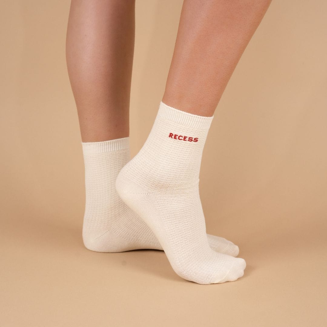 Recess Pickleball Socks Embroidered Waffle Knit Socks (2-Pack)