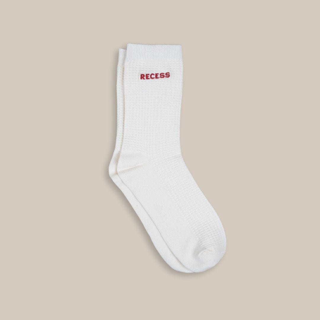 Recess Pickleball Socks Embroidered Waffle Knit Socks (2-Pack)